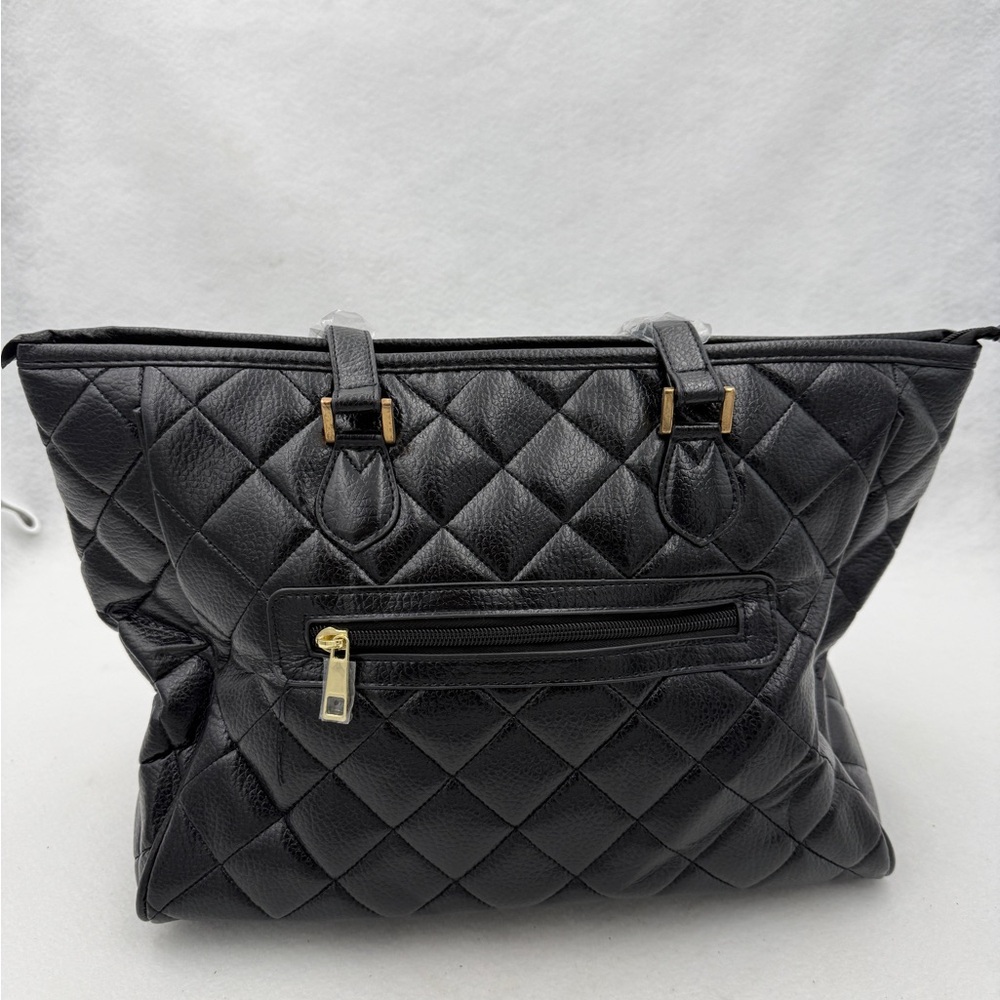 Chic Black Quilted Tote Bag